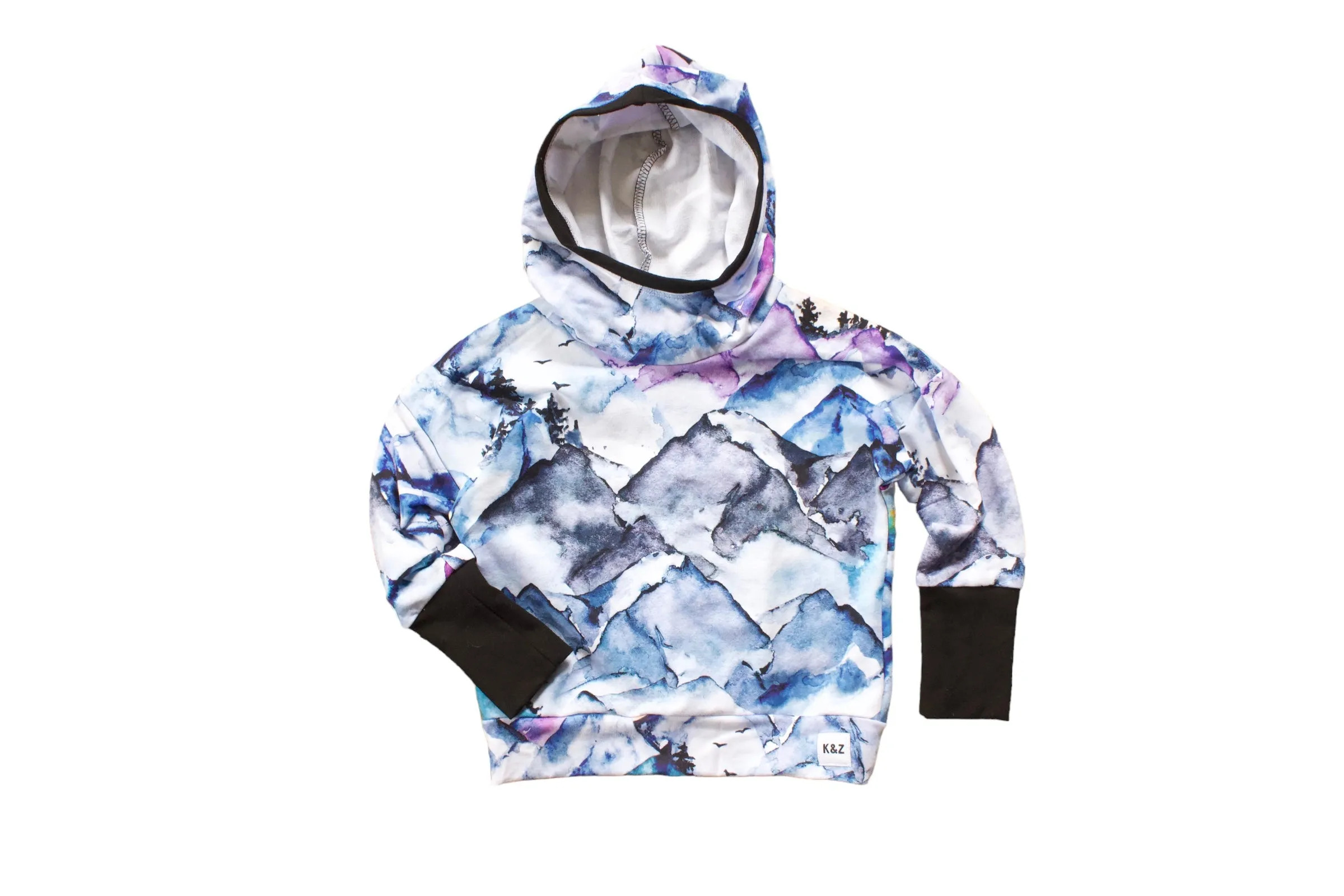 1-3y Slouchy Grow Hoodie - Watercolour Mountains