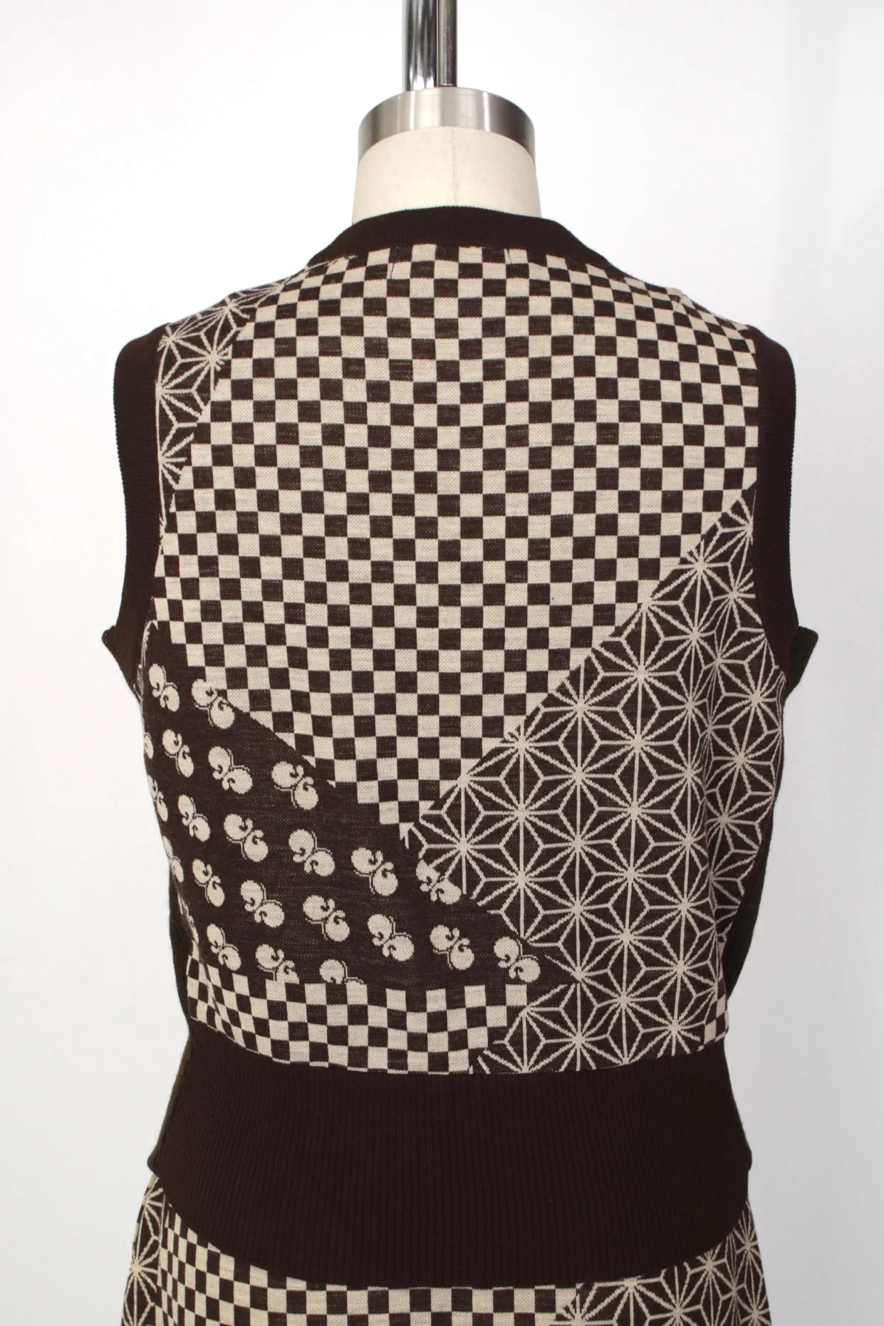 1970s Hanae Mori Knit Intarsia Skirt Set