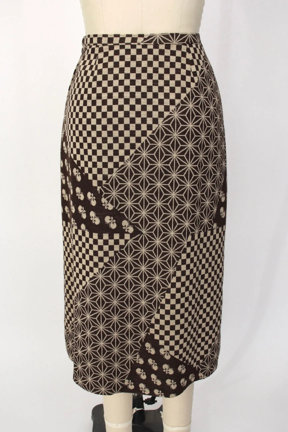 1970s Hanae Mori Knit Intarsia Skirt Set