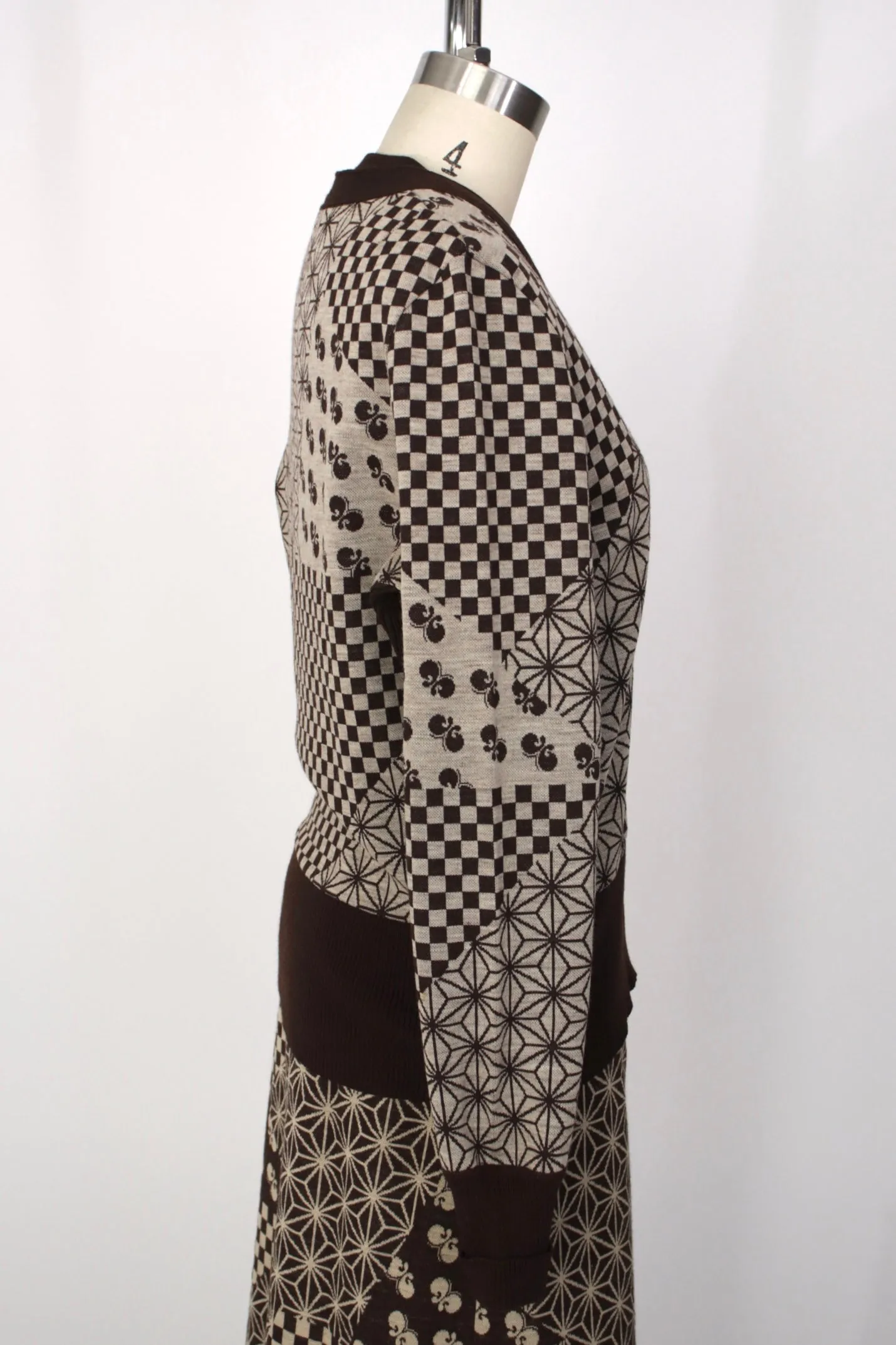 1970s Hanae Mori Knit Intarsia Skirt Set