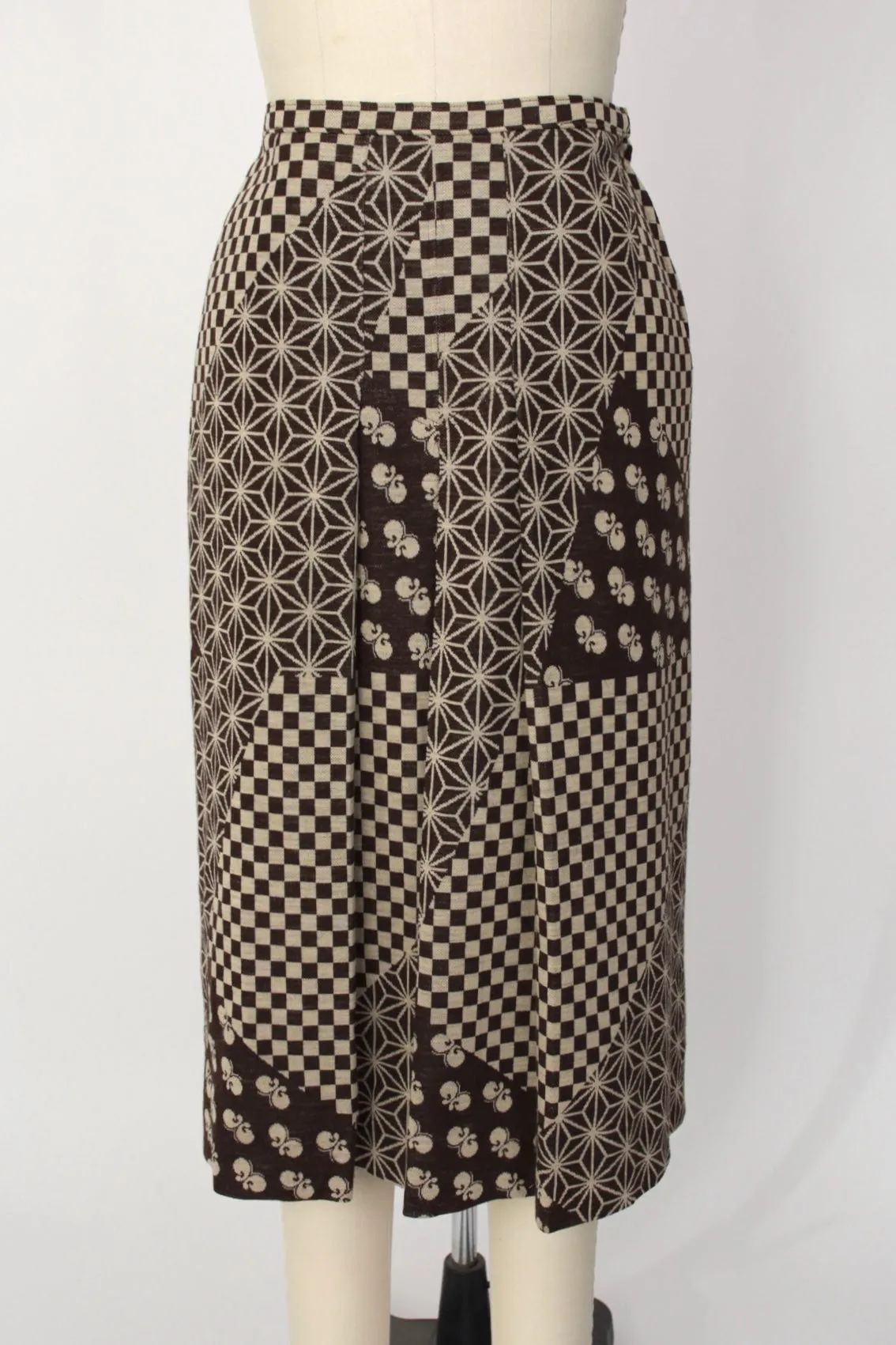 1970s Hanae Mori Knit Intarsia Skirt Set