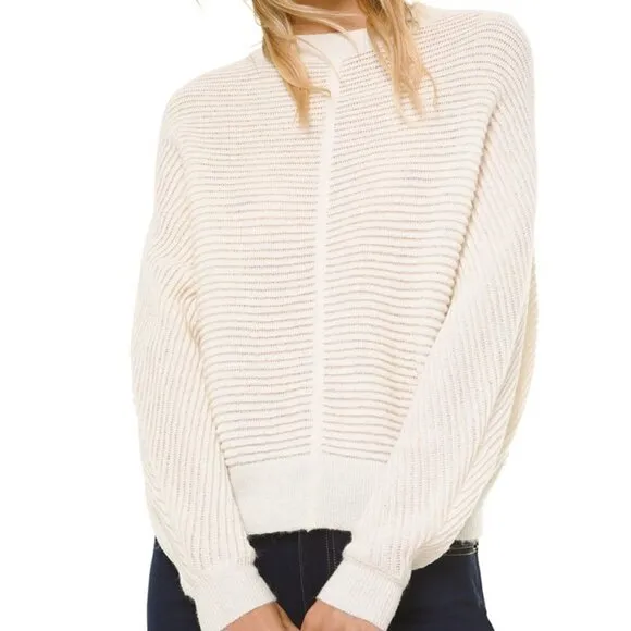 A161 Michael Kors Dolman-Sleeve Ribbed Sweater P/L
