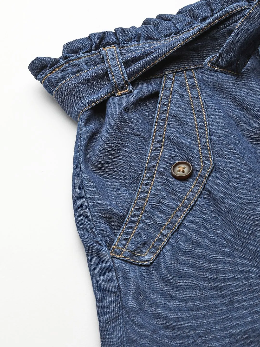 all about you Blue Pure Cotton Denim A-Line Skirt with Belt
