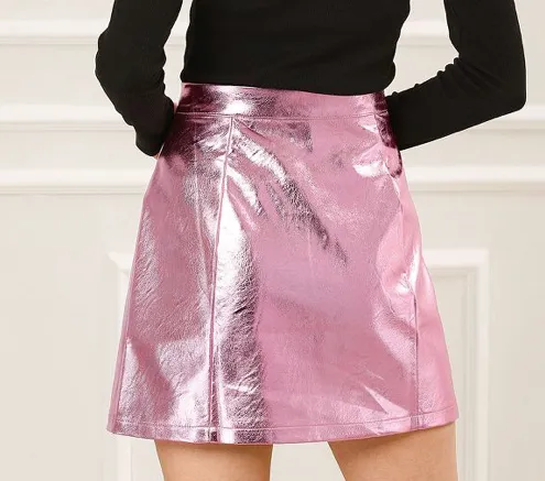 Allegra K Metallic Shiny High Waist Skirts