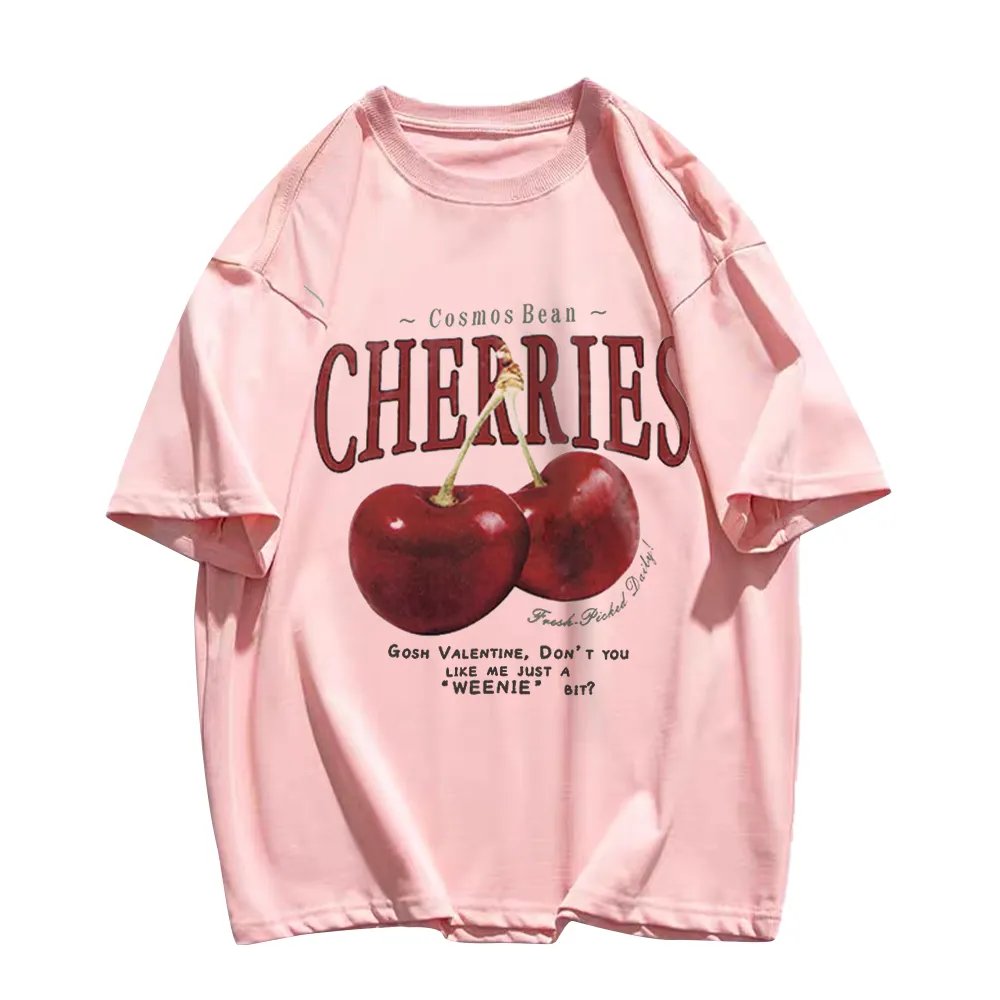 American Cherry Print Cotton T-shirt