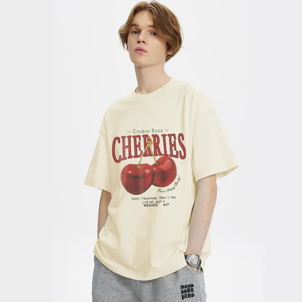 American Cherry Print Cotton T-shirt