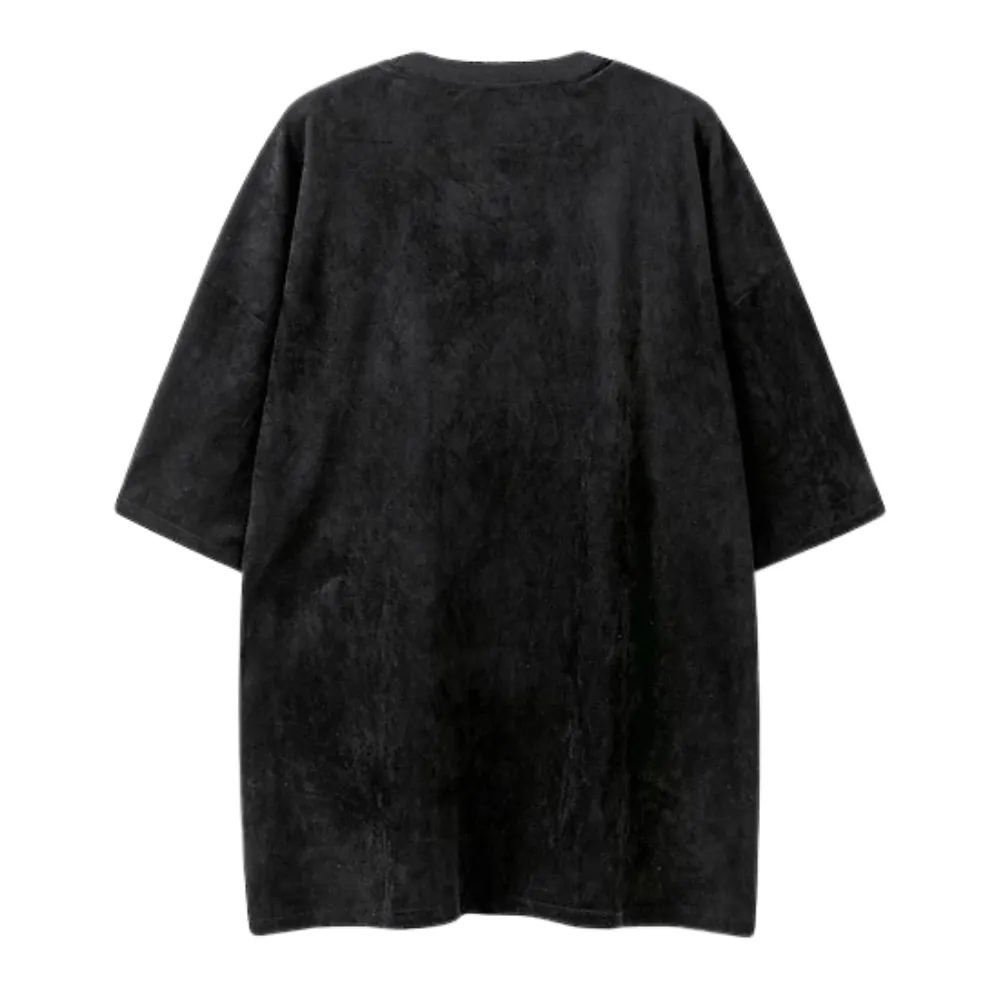 American Skull Print Suede T-Shirt