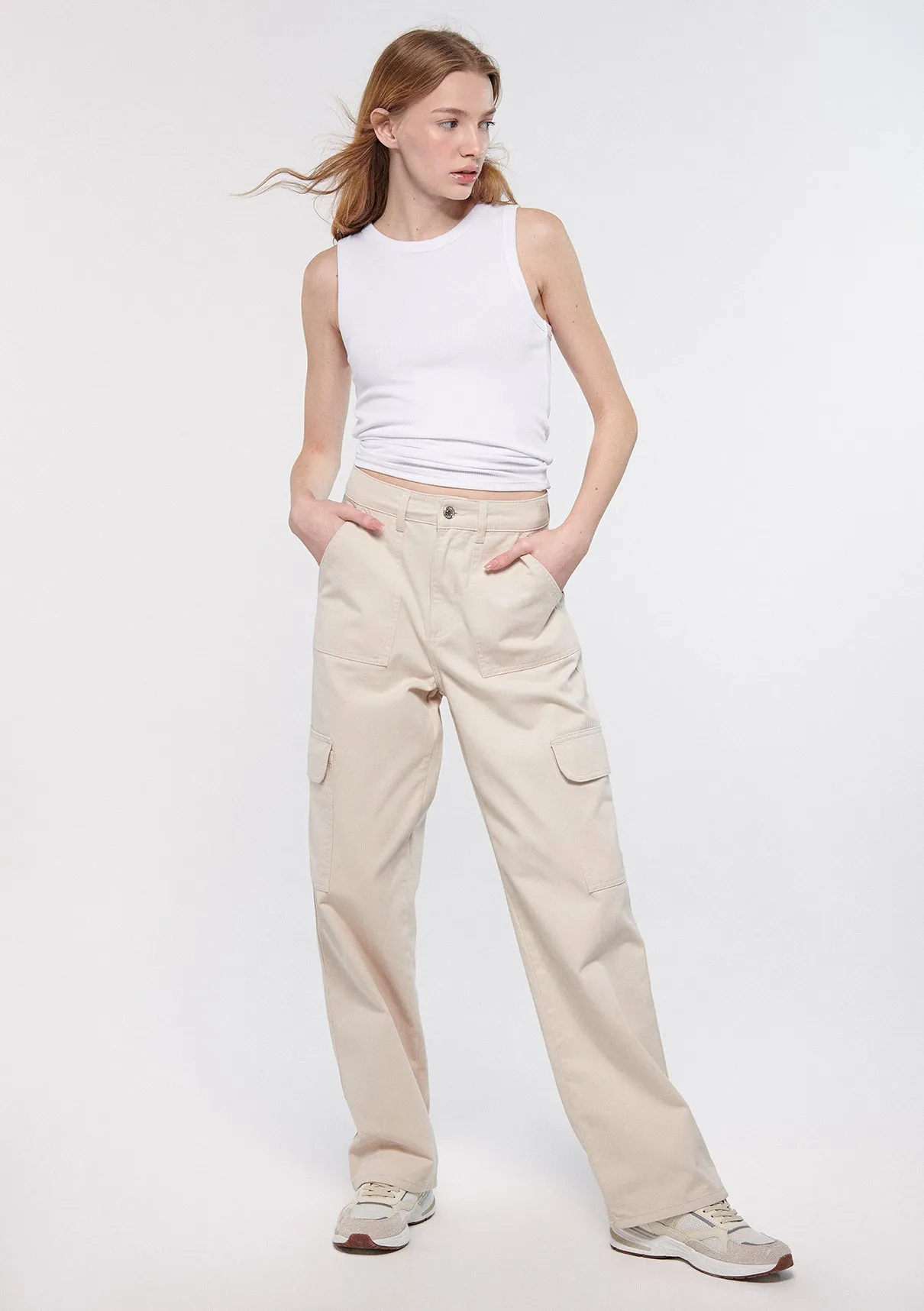 Beige Cargo Pants