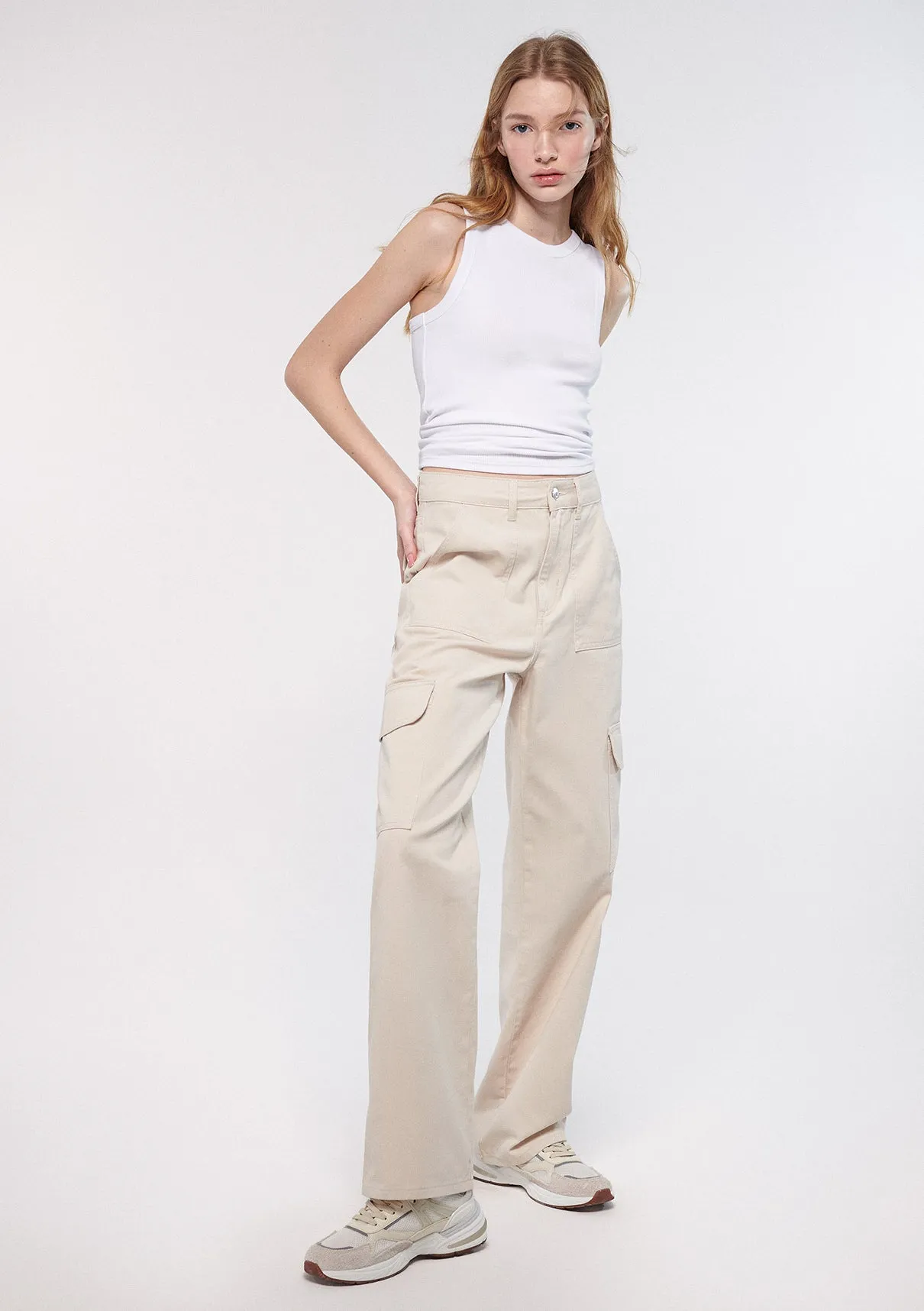Beige Cargo Pants