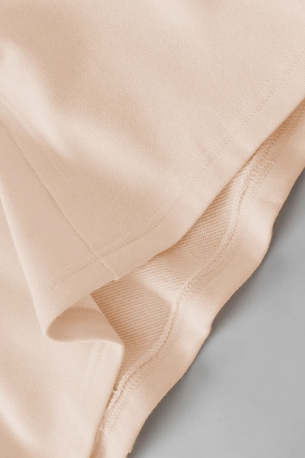 Beige Frill Exposed Seam Cowl Neck Oversized Sweatshirt