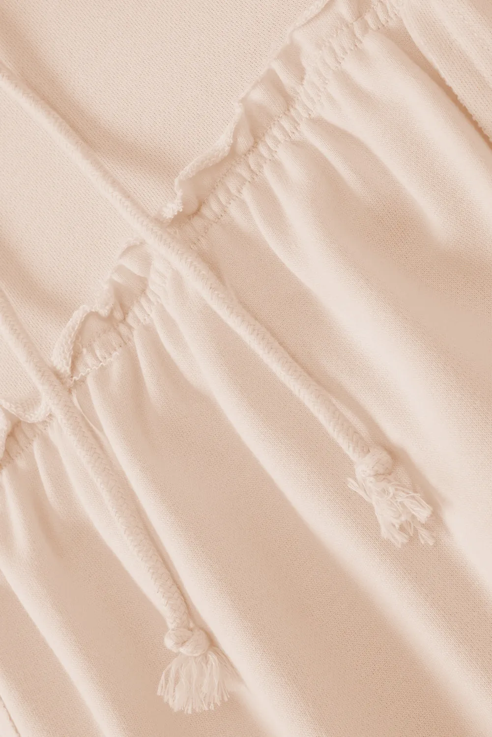 Beige Frill Exposed Seam Cowl Neck Oversized Sweatshirt