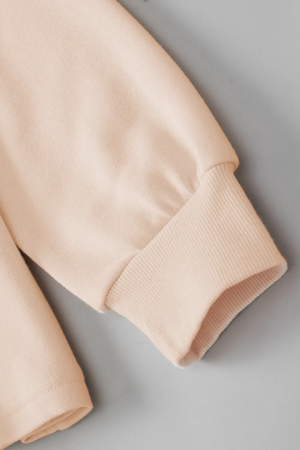 Beige Frill Exposed Seam Cowl Neck Oversized Sweatshirt