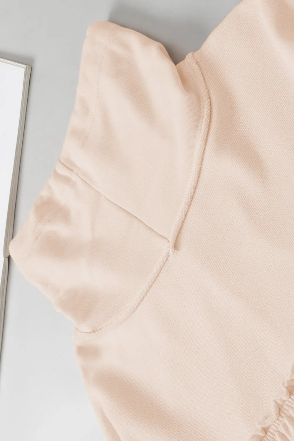 Beige Frill Exposed Seam Cowl Neck Oversized Sweatshirt