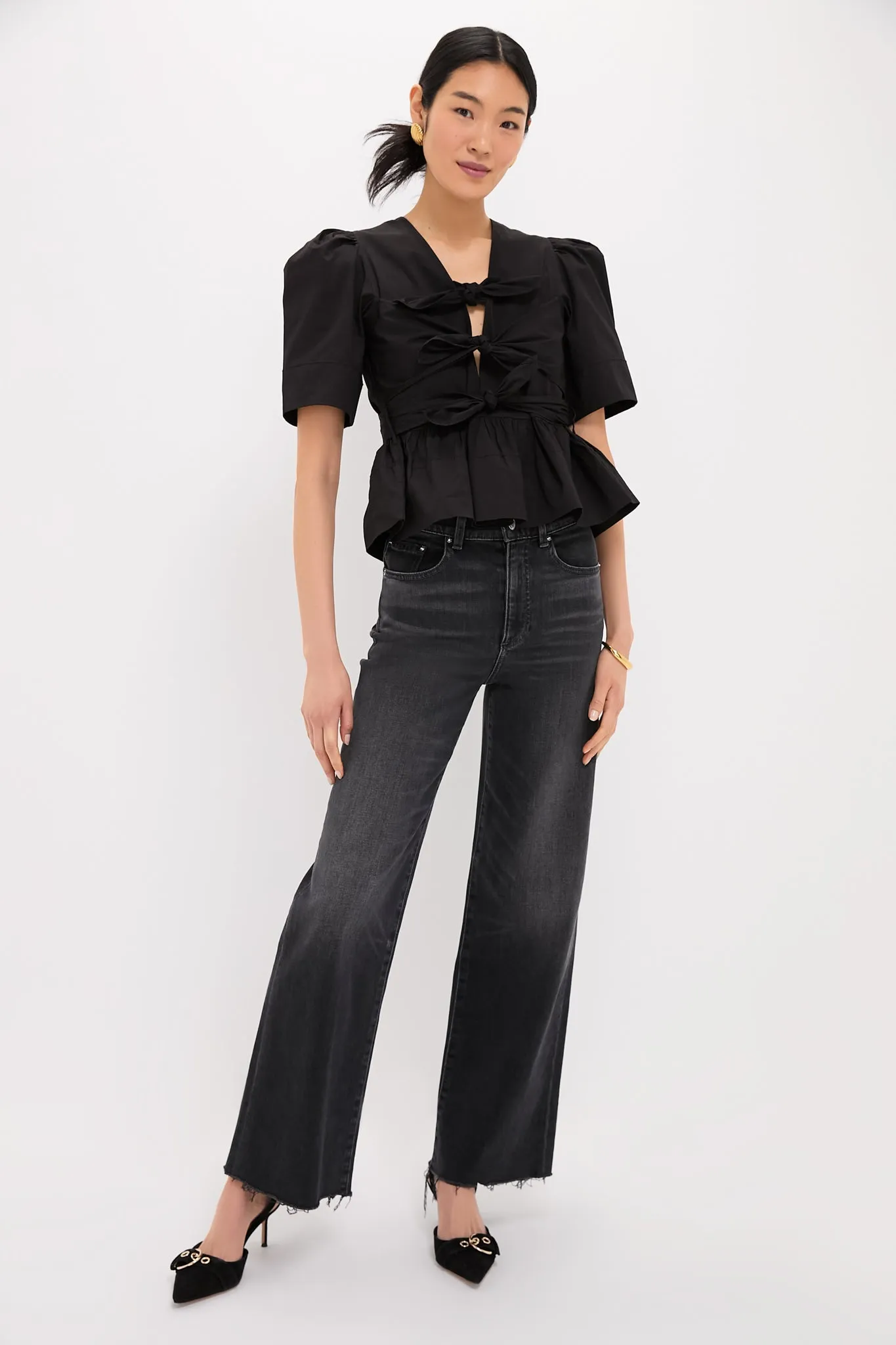 Black Tie Strap Blouse