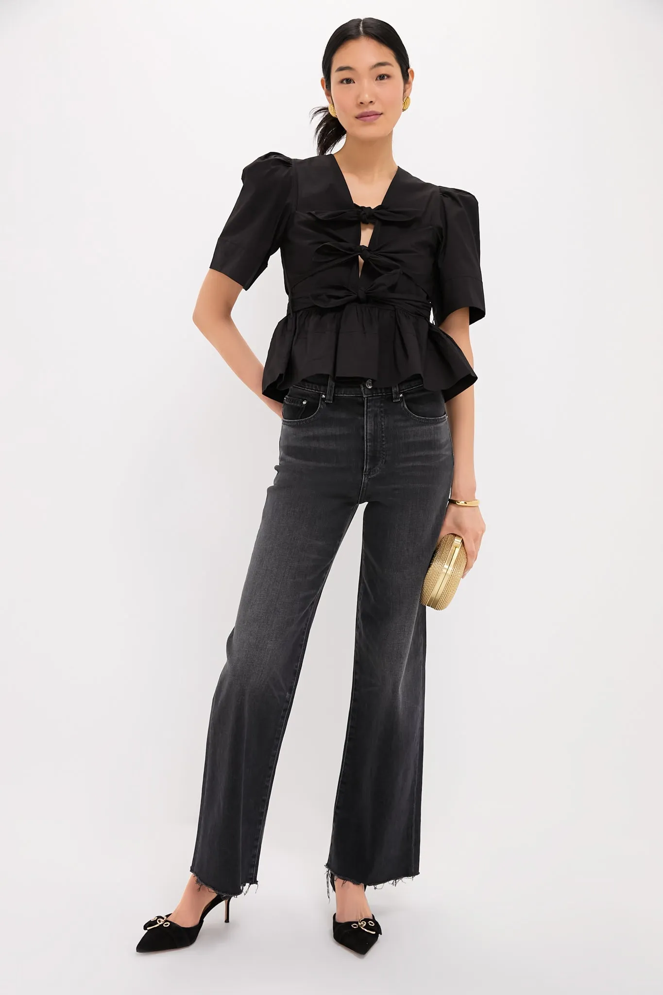 Black Tie Strap Blouse
