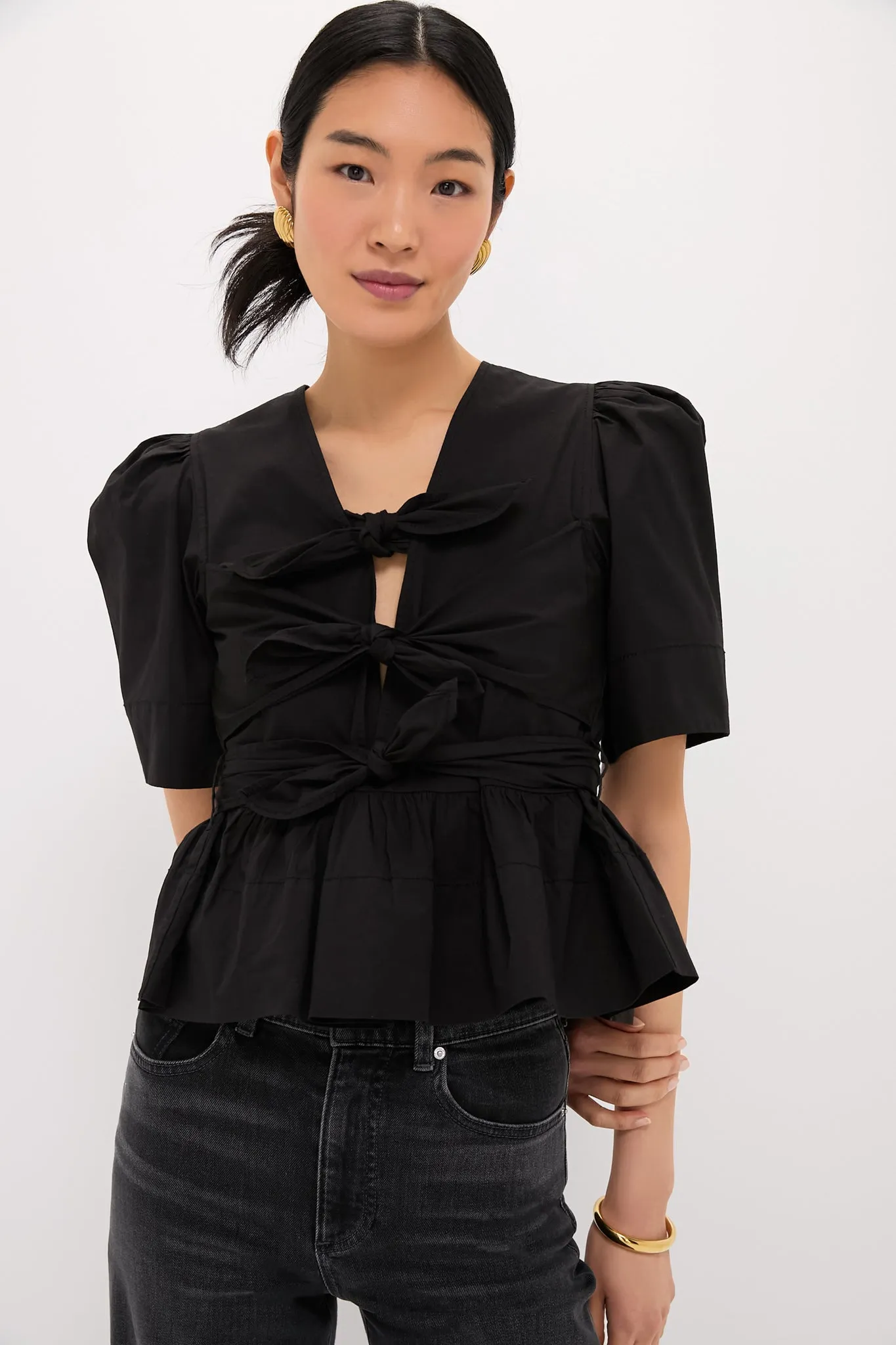 Black Tie Strap Blouse