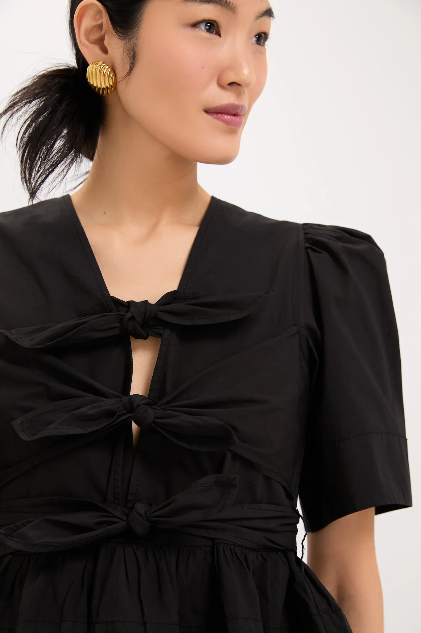 Black Tie Strap Blouse