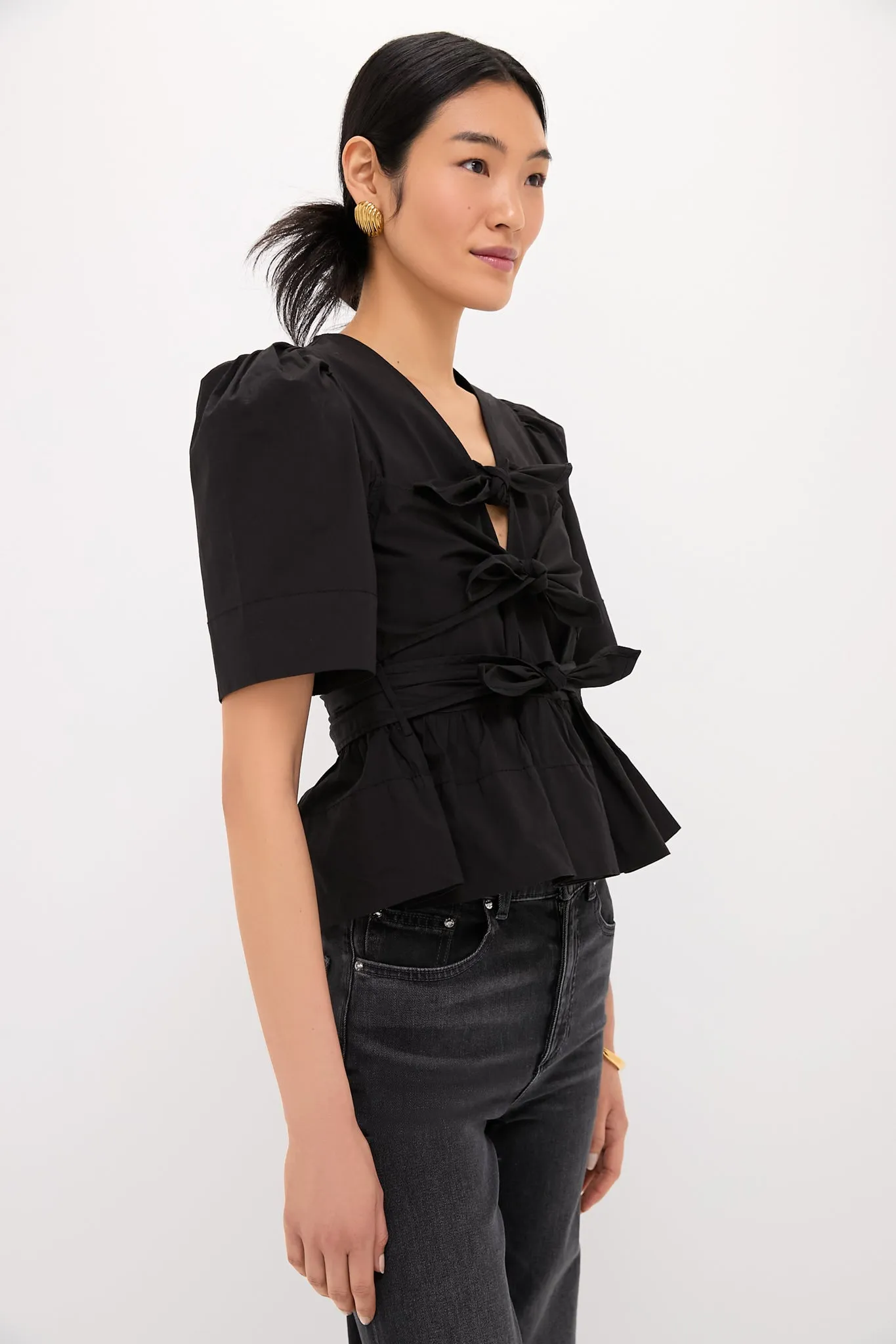 Black Tie Strap Blouse