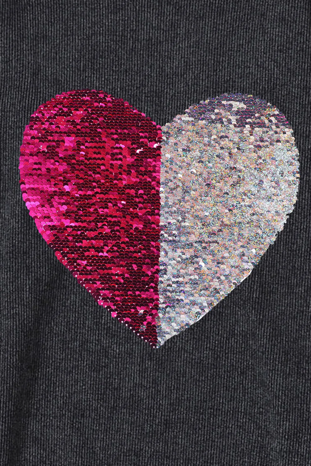Black Two Tone Sequined Corded Oversized Sweatshirt
