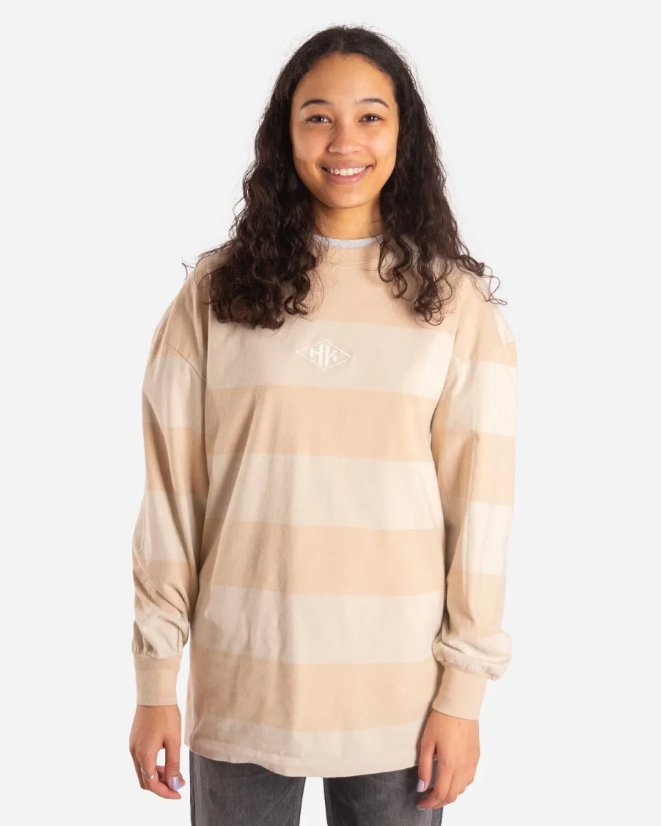 Boxy LS Tee - Off White Stripe