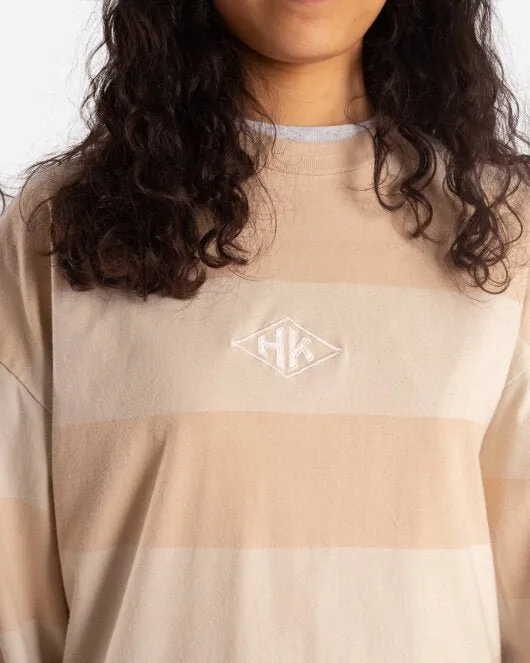 Boxy LS Tee - Off White Stripe