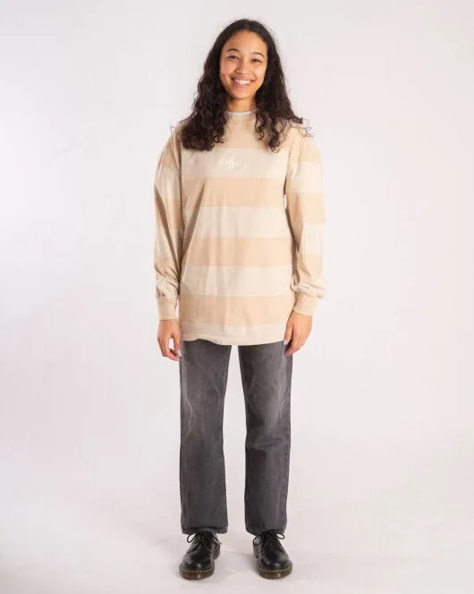 Boxy LS Tee - Off White Stripe