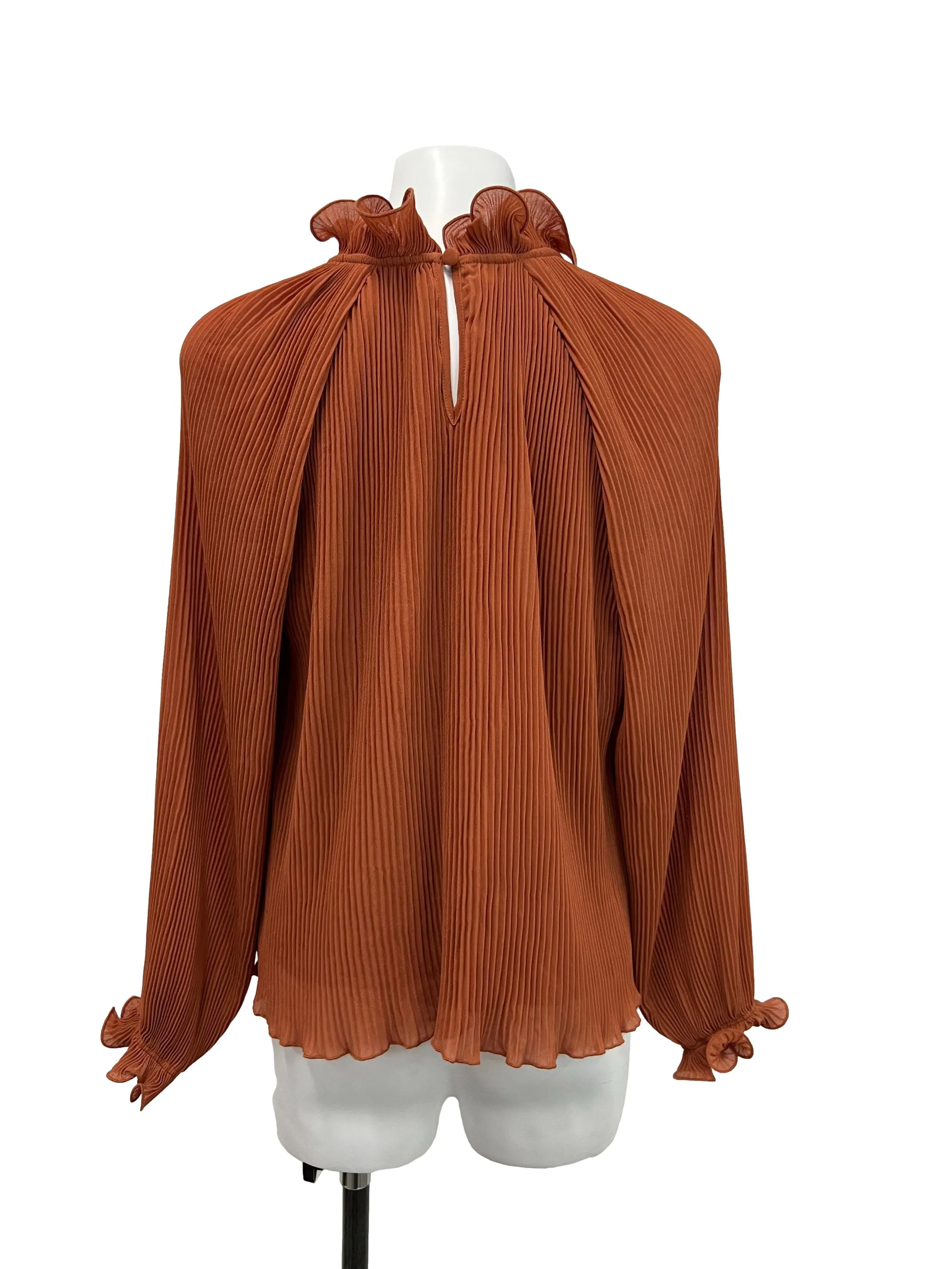 Burnt Orange Pleated Blouse