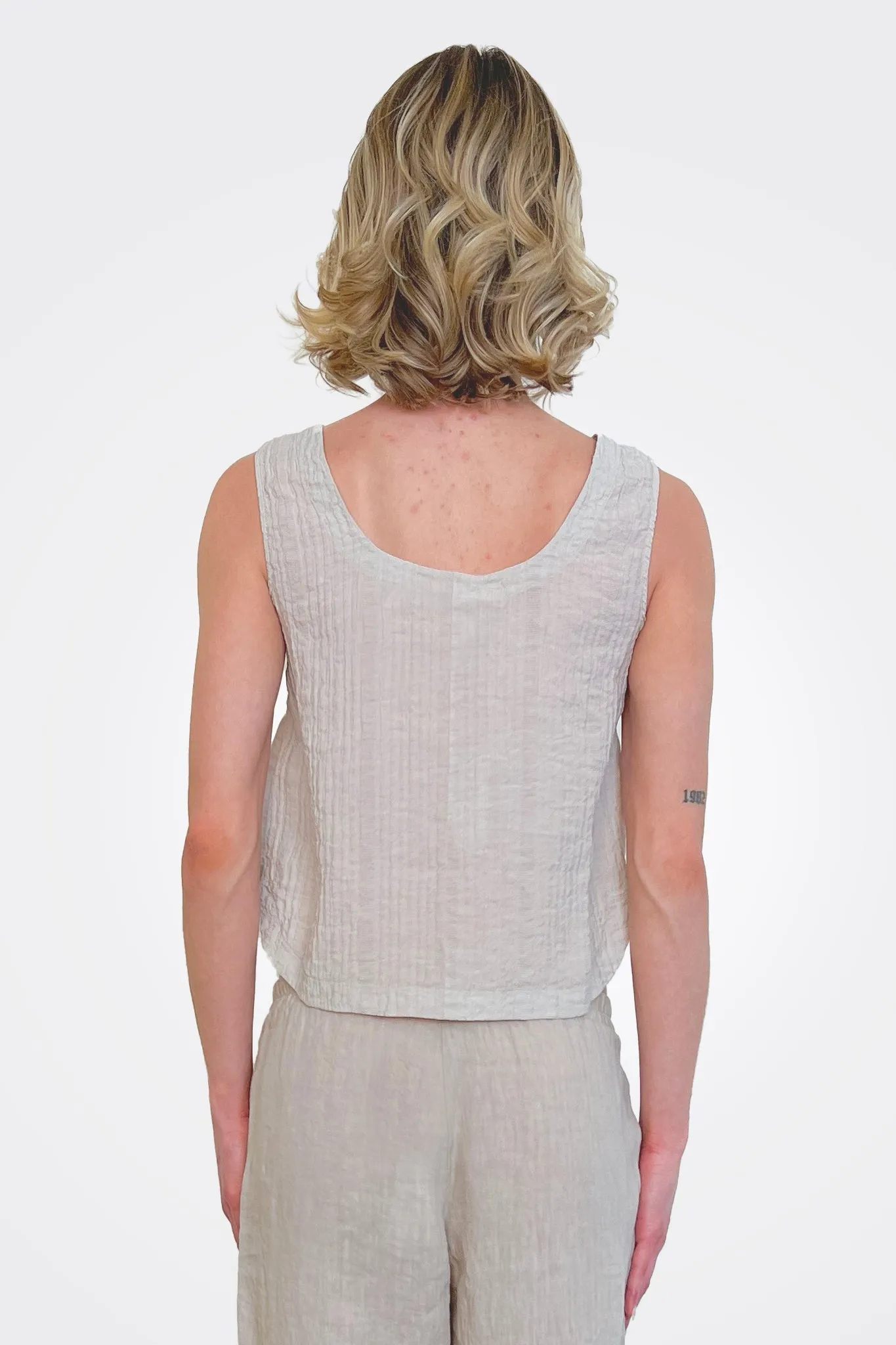 Button Up Tank - Pearl Grey