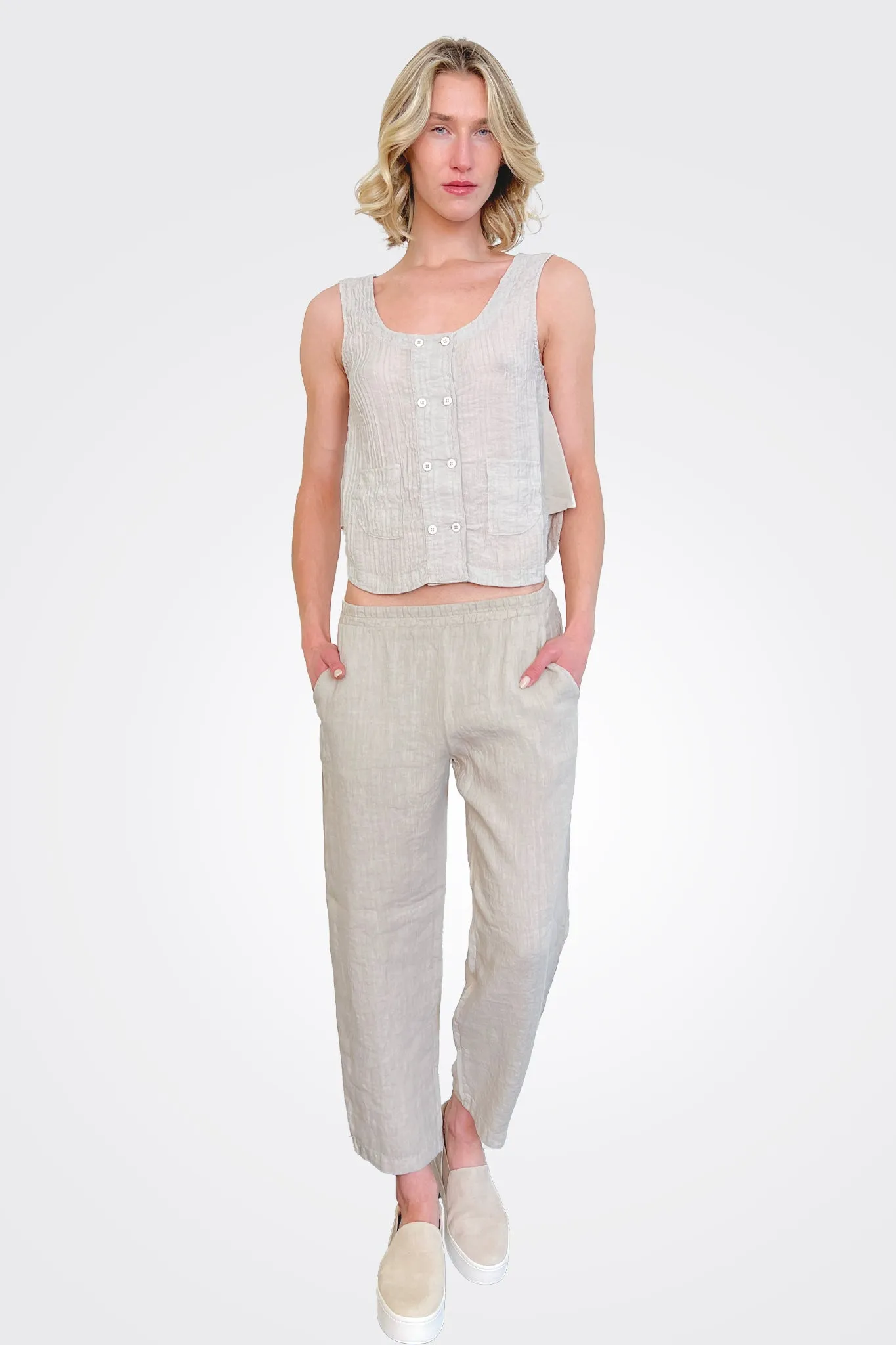 Button Up Tank - Pearl Grey