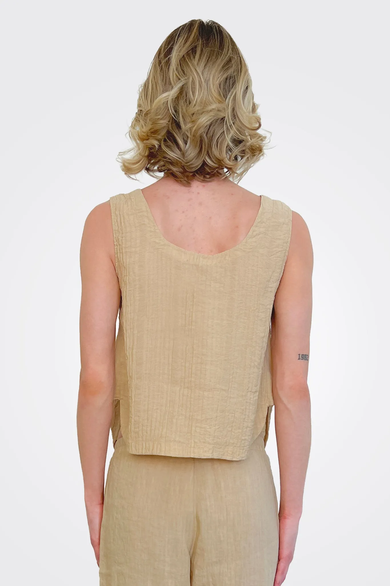 Button Up Tank - Tan