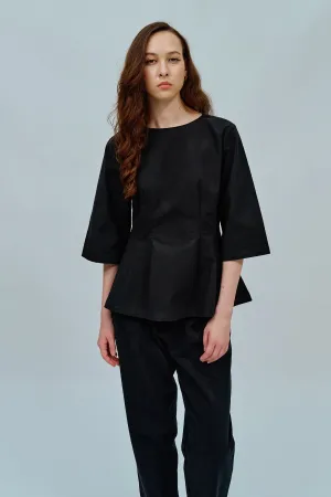 Canvas Waisted Top in Black