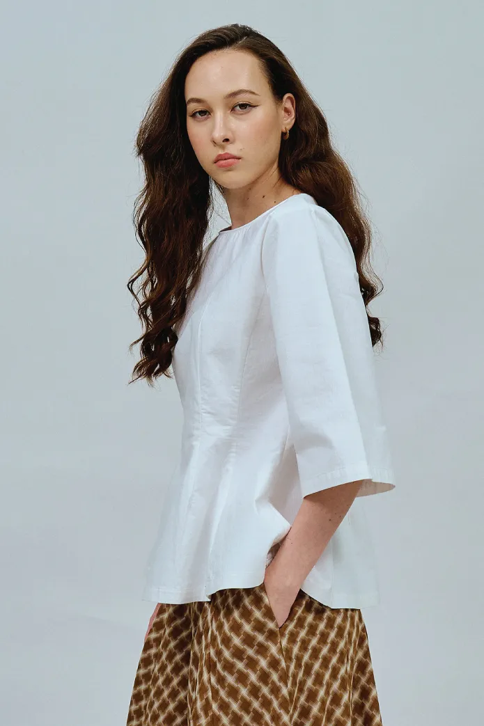 Canvas Waisted Top in White