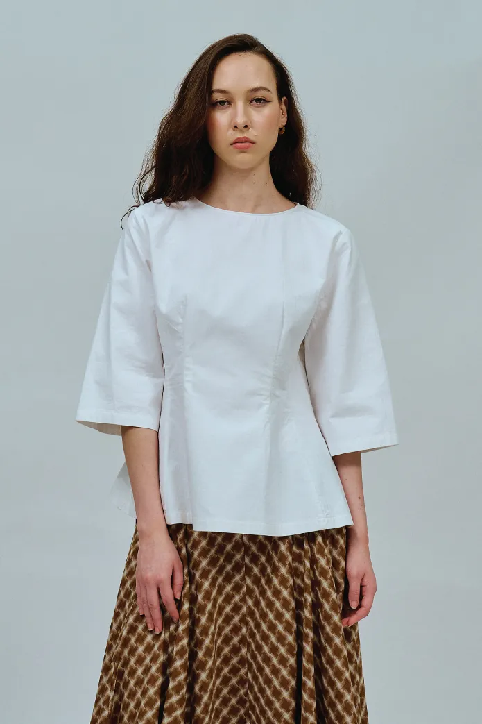 Canvas Waisted Top in White