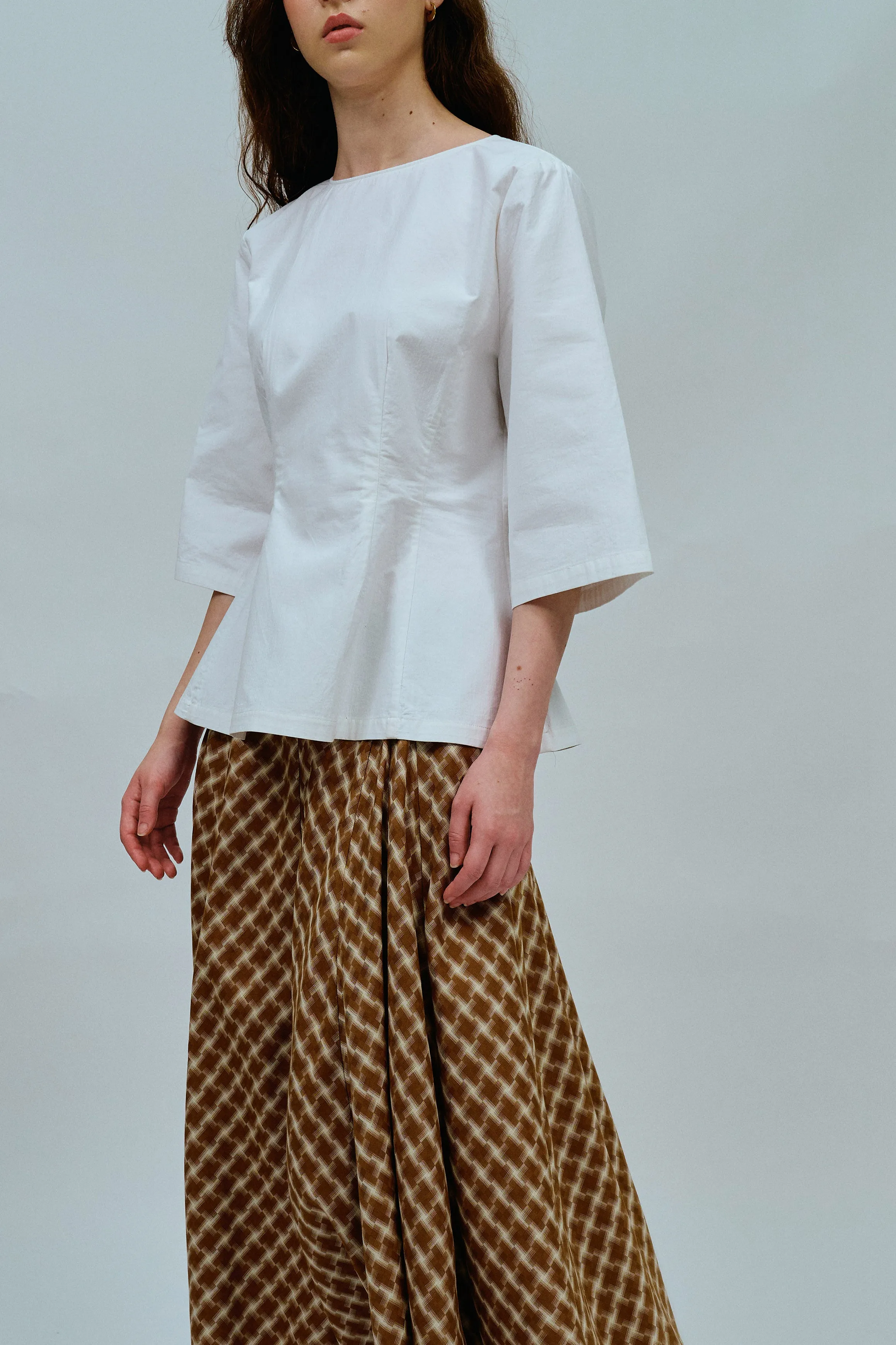 Canvas Waisted Top in White