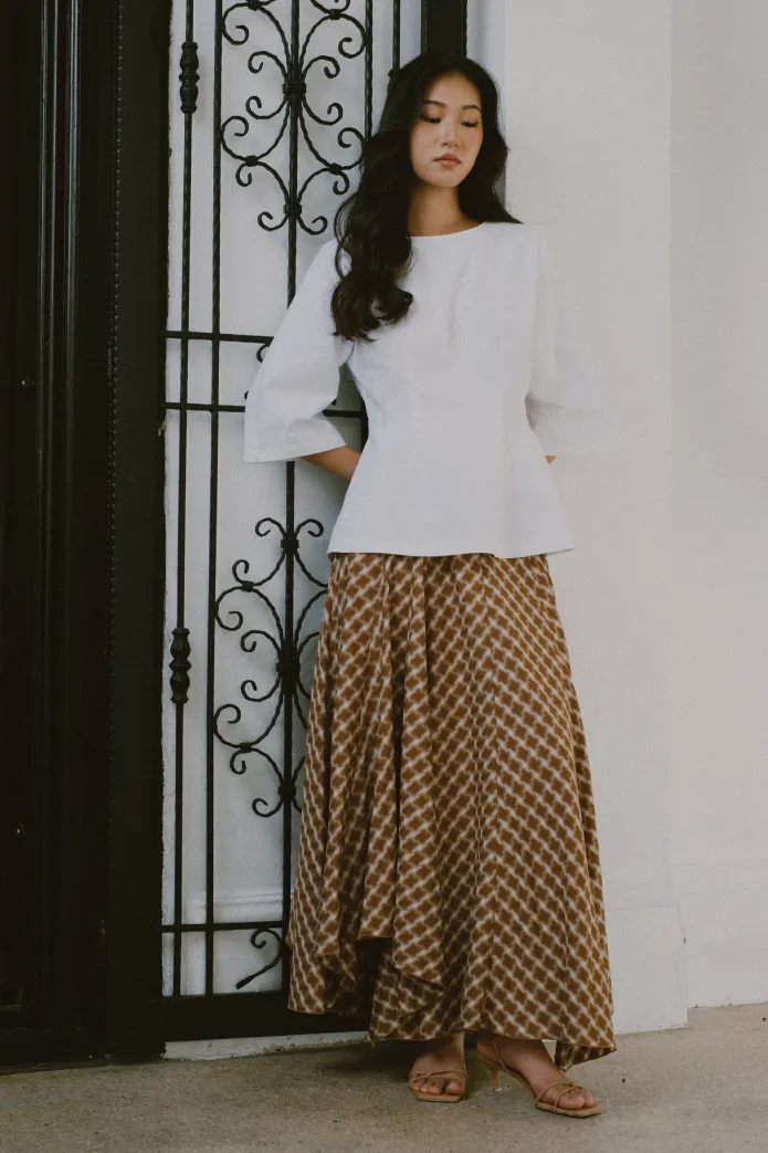 Canvas Waisted Top in White