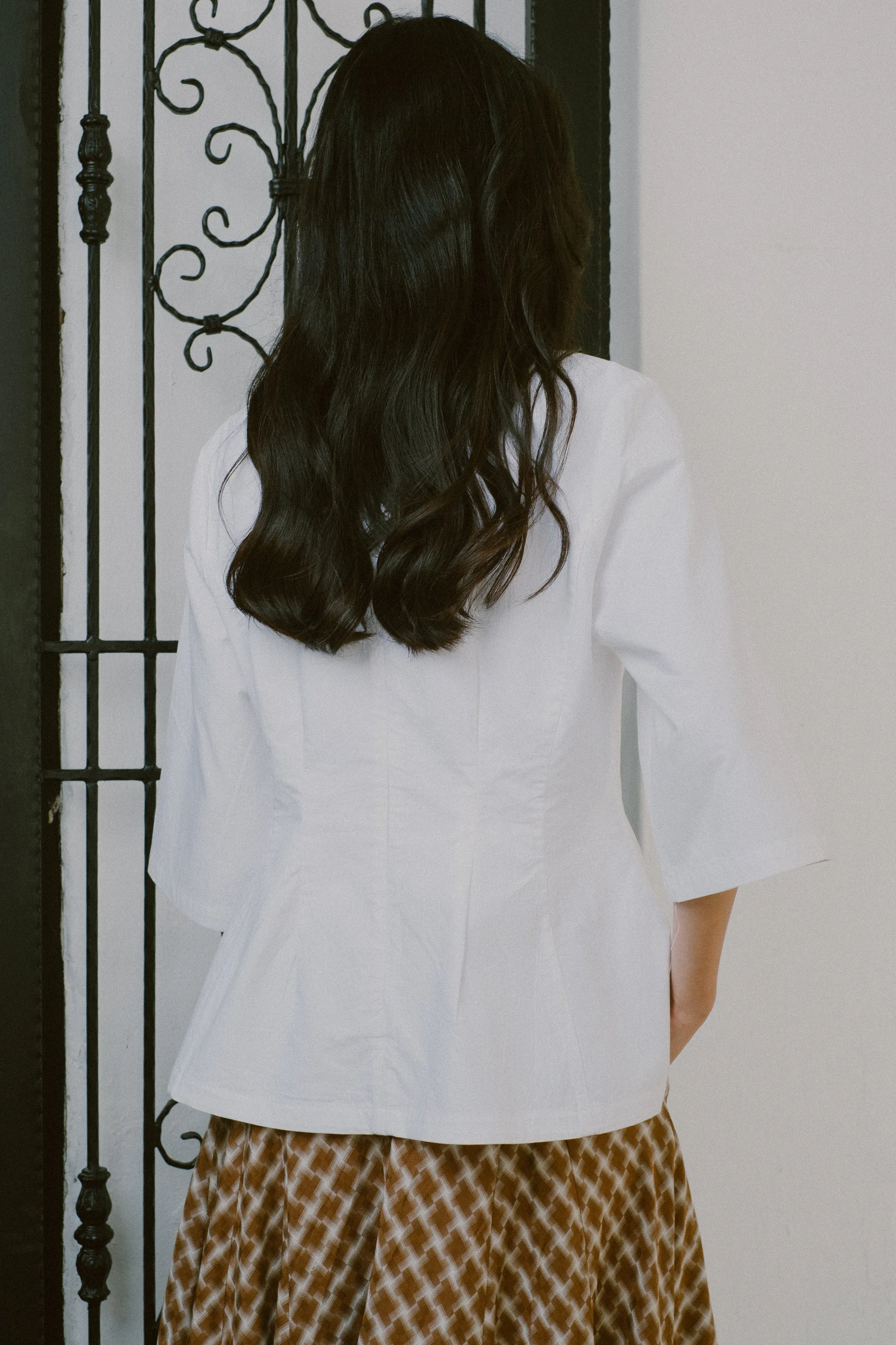Canvas Waisted Top in White