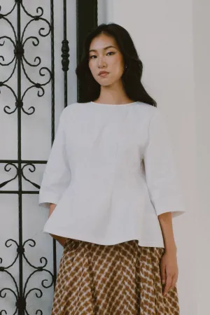Canvas Waisted Top in White