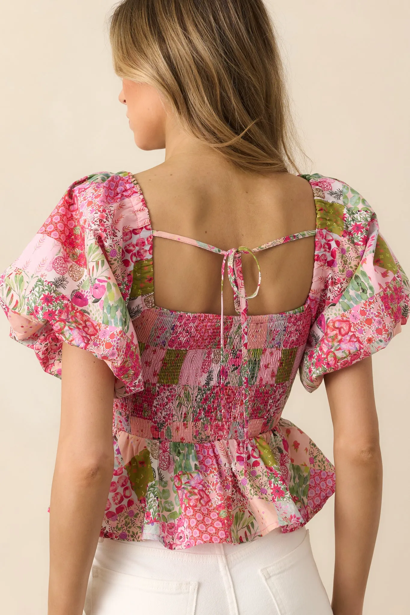 Catching The Sunset Pink Cotton Patchwork Top (RESTOCK ETA JUNE)