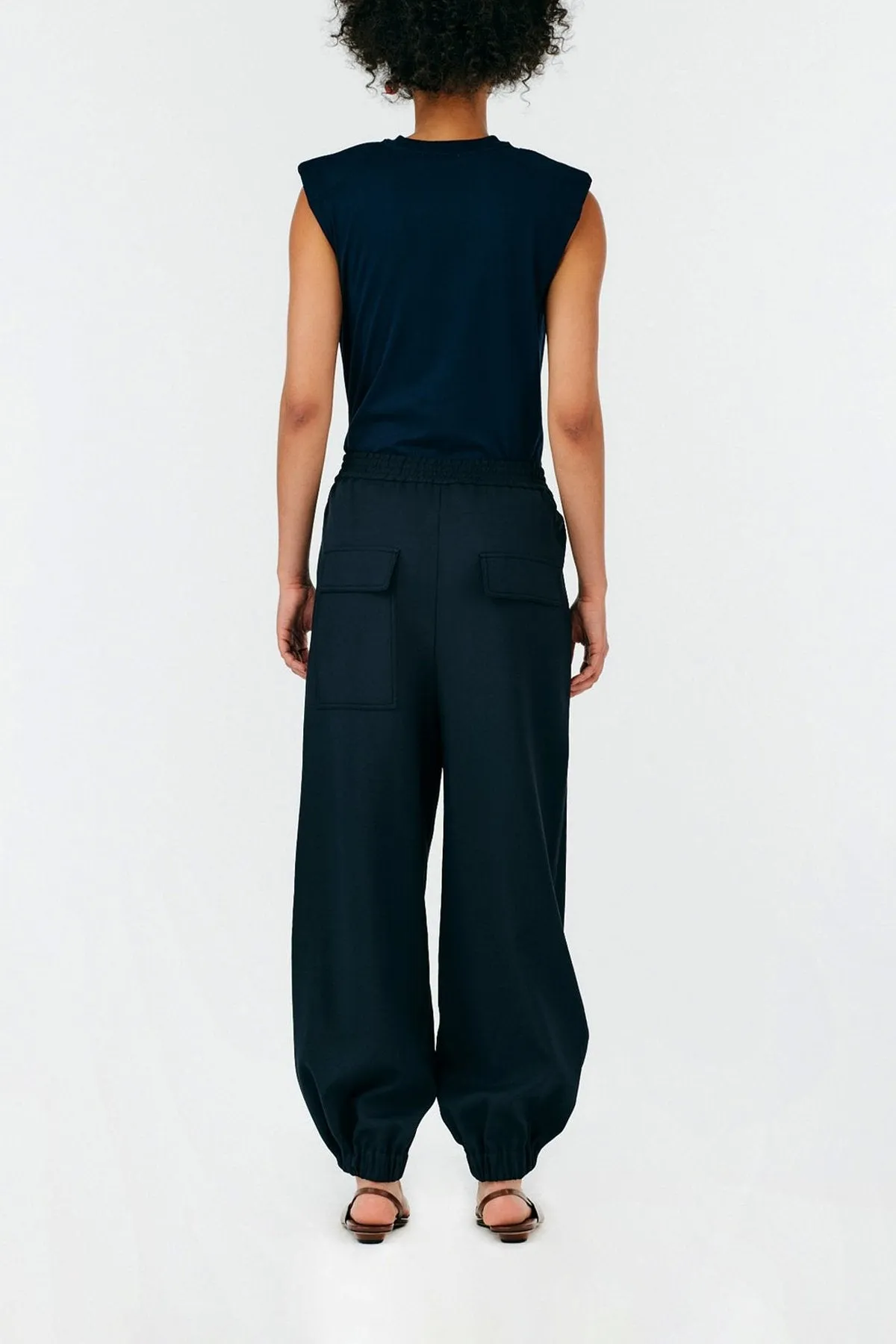 Chalky Drape Plashet Jogger in Black
