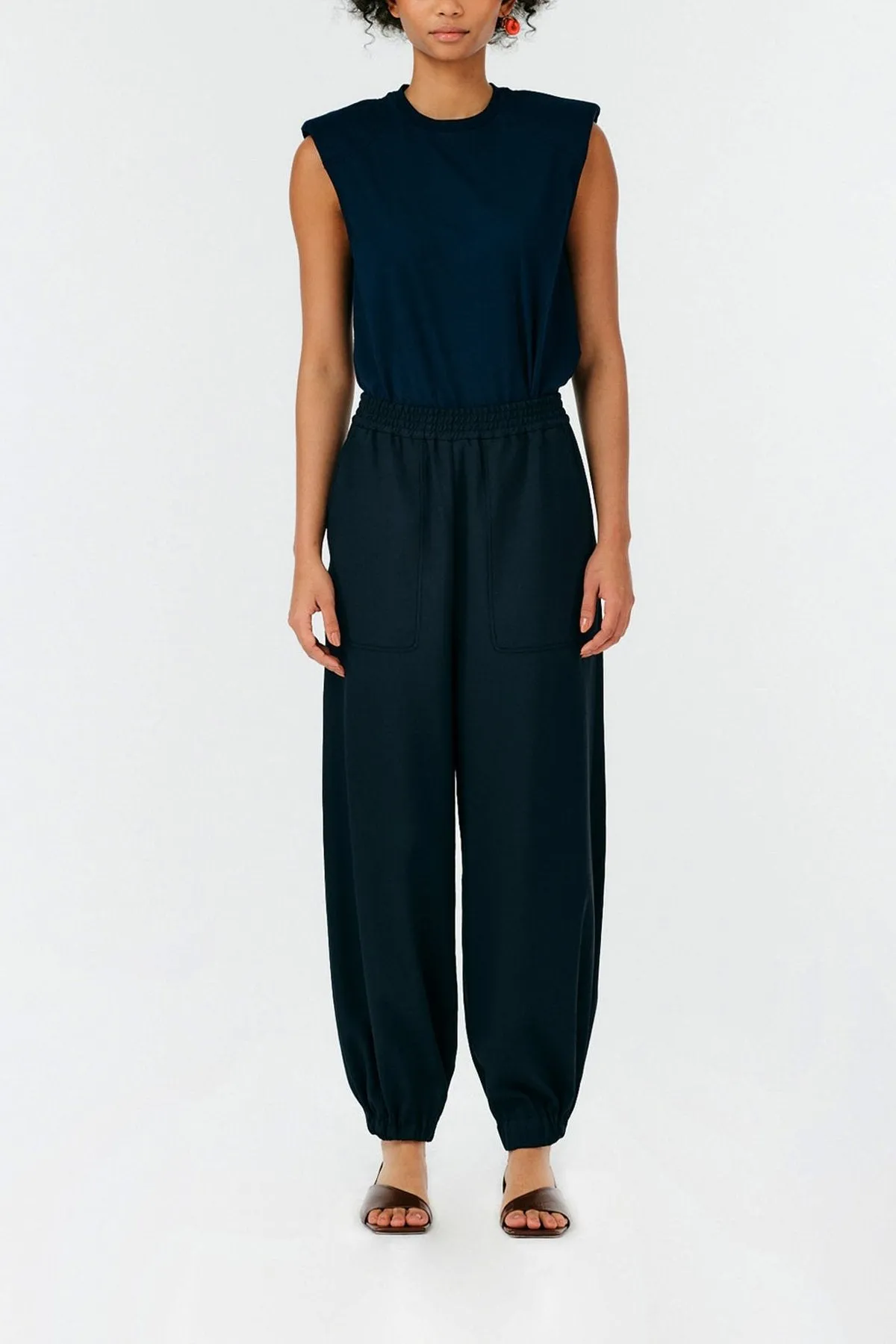 Chalky Drape Plashet Jogger in Black