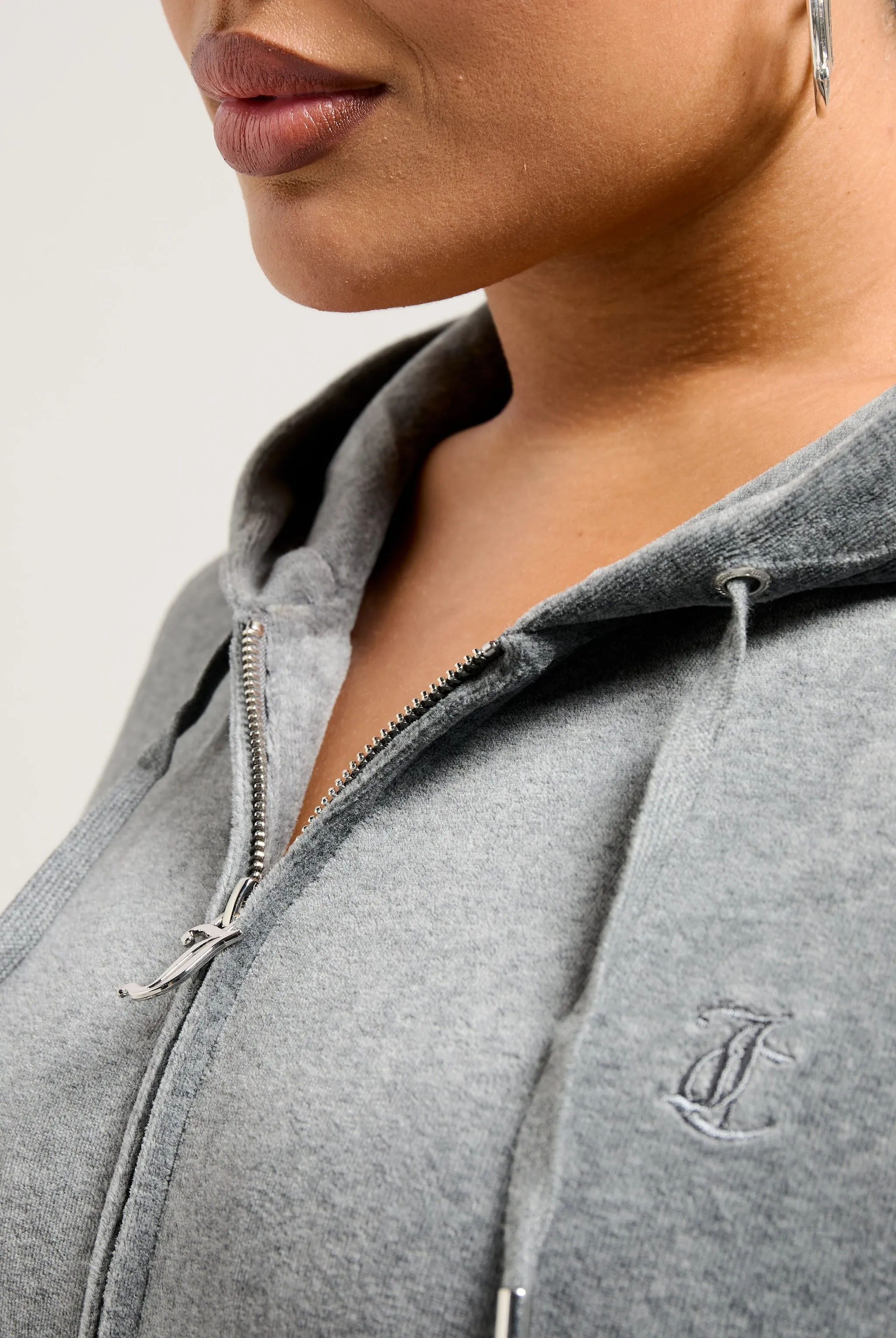 CHARCOAL MARL COTTON VELOUR ROBERTSON HOODIE