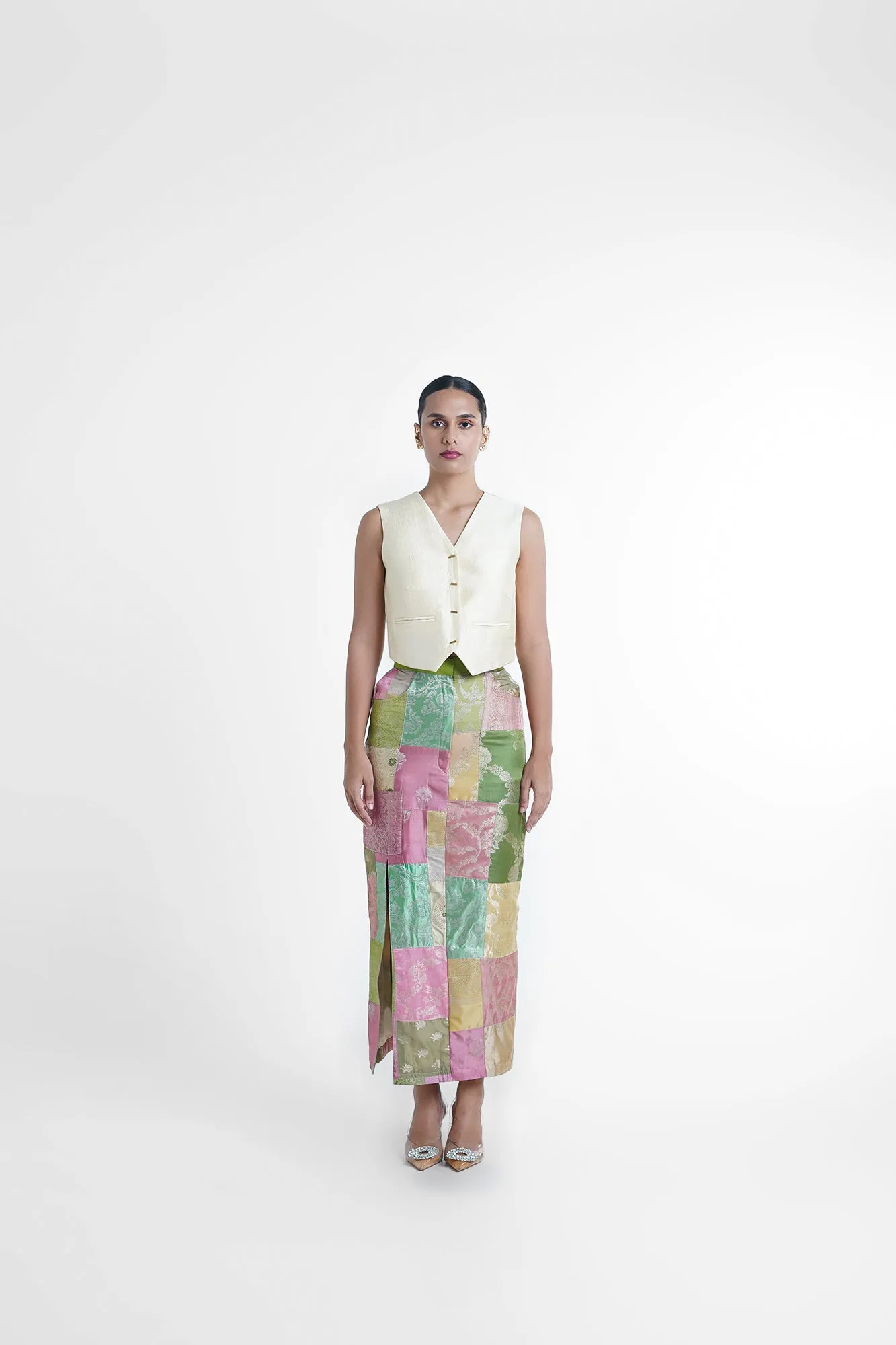 Cheri Upcycled Silk Pencil Skirt