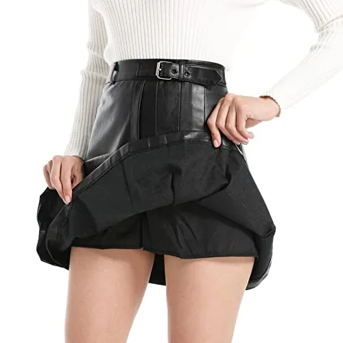 Classic Faux Leather Mini Skirt (Black, M)