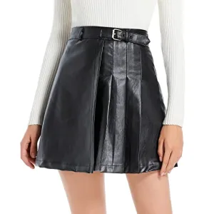 Classic Faux Leather Mini Skirt (Black, M)