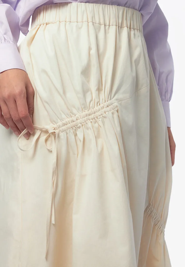 Drawstring A-Line Midi Skirt