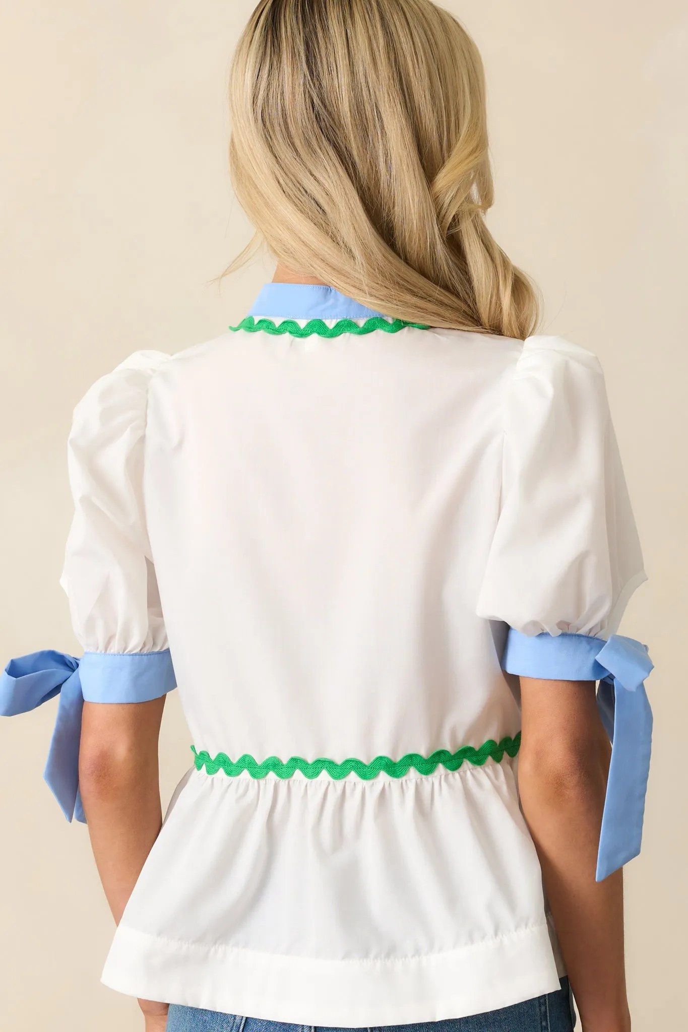 Easy Breezy Ivory Button Front Puff Sleeve Top