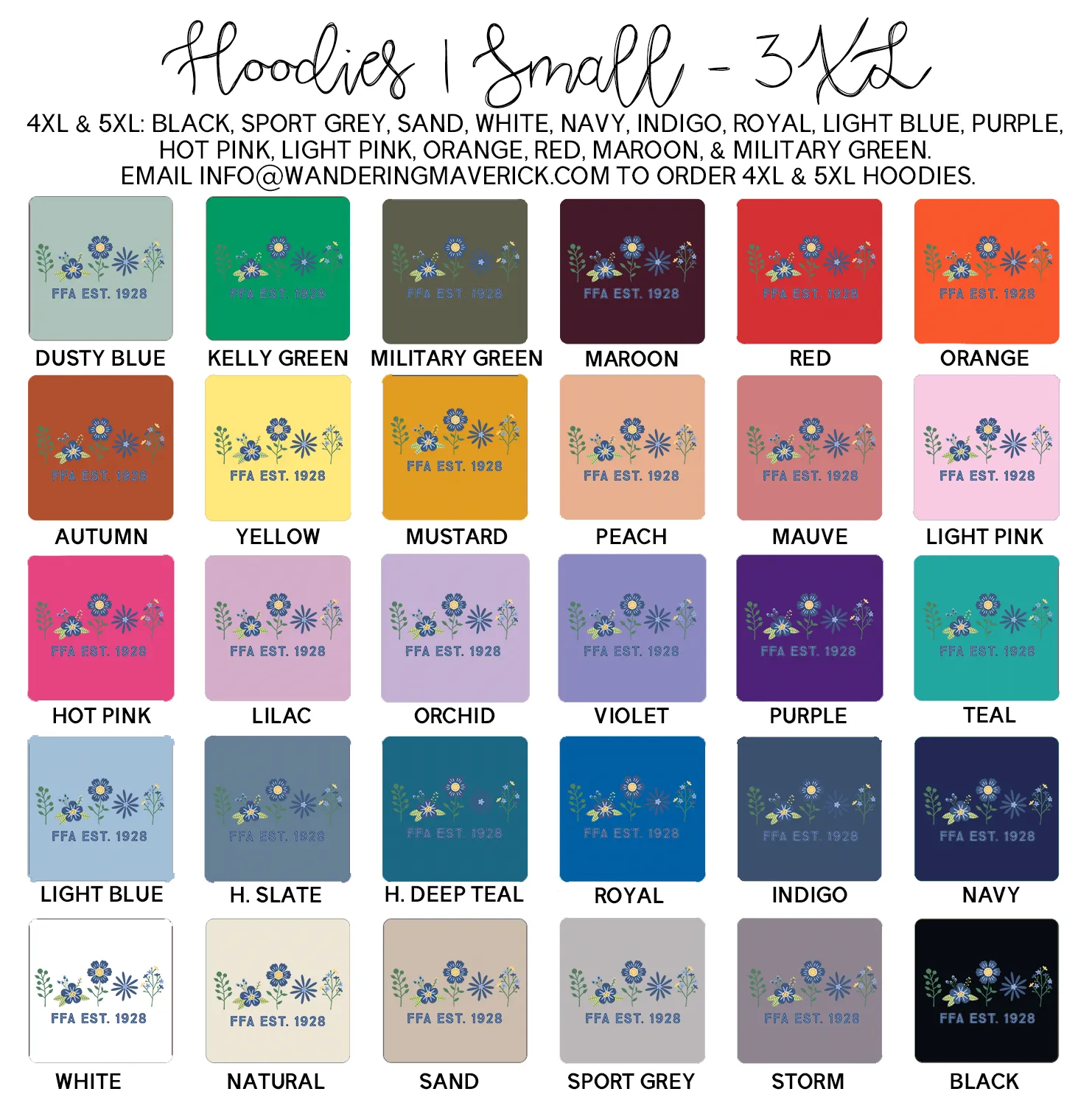 FFA Flower est. 1928 Hoodie (S-3XL) Unisex - Multiple Colors!