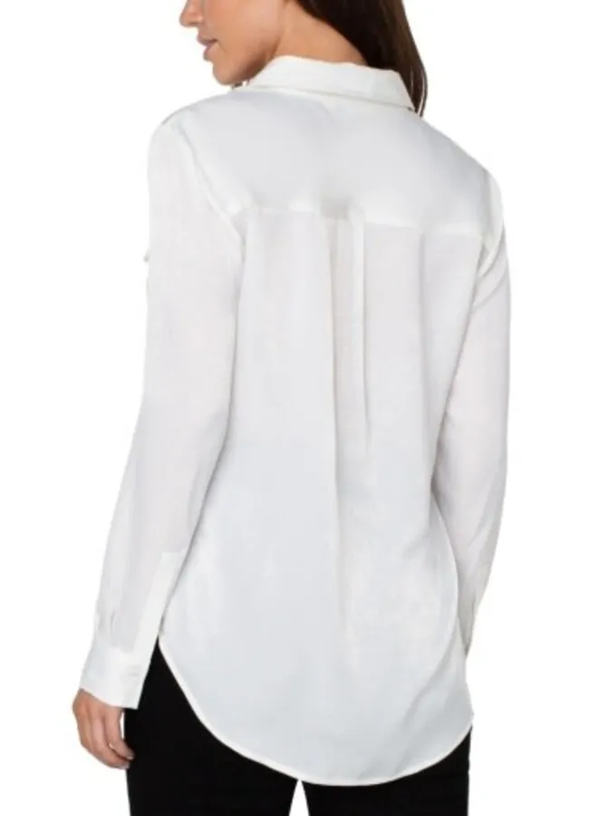 Flap Pocket Button Front Woven Blouse - SALE