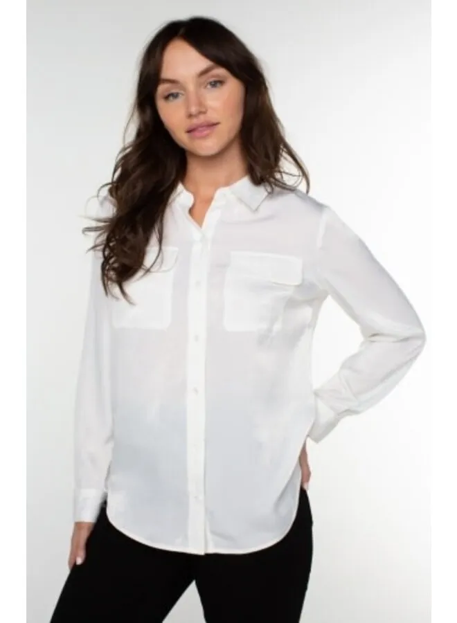 Flap Pocket Button Front Woven Blouse - SALE