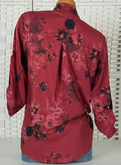Floral Casual Stand Collar Long Sleeve Blouses
